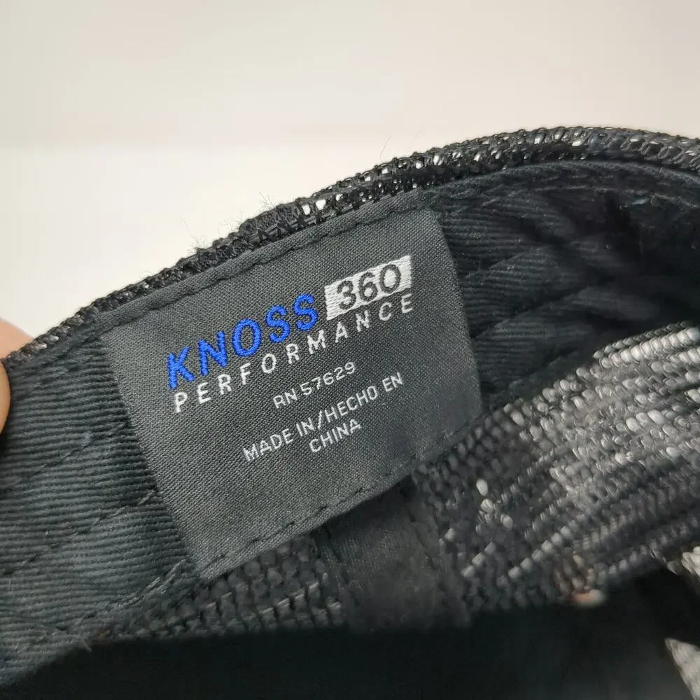 KNOSS Performance Trucker Hat Black One Size 3D Embroidery Mesh Back Snapback